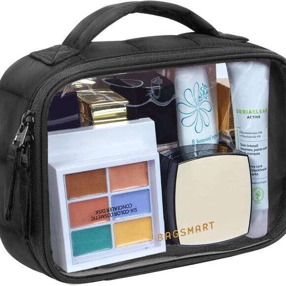 Clear TSA-Approved Toiletry Bag, Large Opening Quart Sized Makeup Bag with Handl - Picture 1 of 6
